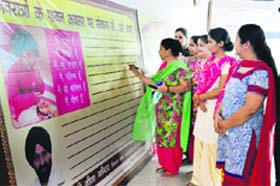 A signature campaign against female foeticide under way in Ludhiana