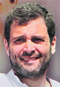 Congress vice-president Rahul Gandhi at a rally in Aligarh on Wednesday.  PTI