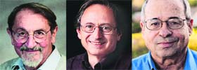(From left) Martin Karplus, Michael Levitt & Arieh Warshel