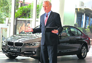 BMW Group India president Philipp von Sahr at the launch of upgraded version of BMW 5 series in Gurgaon on Thursday. The car is priced between Rs 46.90 lakh and Rs 57.90 lakh (ex-showroom Delhi). 