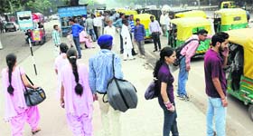 With CTU buses remaining off road from 10 am to 4 pm in Chandigarh on Thursday, commuters had to rely on three-wheelers
