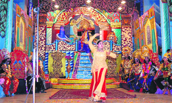 A Ramayana episode being staged during Ramlila in Haridwar on Wednesday night: Tribune photo: Rameshwar Gaur