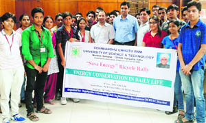 Deputy Commissioner Dr Chander Shekhar with the rally participants outside his office at Mini-Secretariat in Sonepat. 