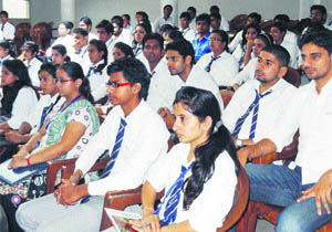 Students take part in a placement drive at Kurukshetra Institute of Technology and Management.