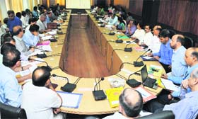 Minister of State for Health, Shabir Ahmed Khan, chairs a meeting on managing dengue in Jammu on Thursday
