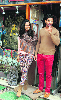 Mallika Sherawat and her TV show date Vijay in a McLeodganj market on Friday