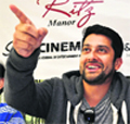 Actor Aftab Shivdasani addresses mediapersons in Jammu on Friday. Tribune photo: Anand Sharma