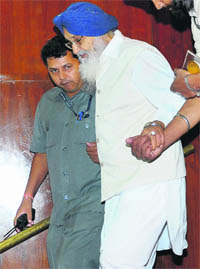 Chief Minister PS Badal at the PGI on Friday. 