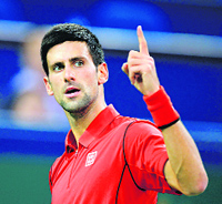 Novak Djokovic was made to fight hard by Frenchman Gael Monfils before the Serb won 6-7(4) 6-2 6-4.