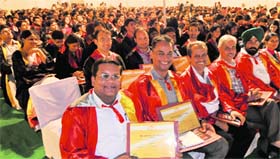 PhD scholars and young graduates of the PEC University of Technology during their convocation at Sector 12 in Chandigarh on Saturday