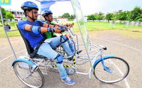 A team from Tamil Nadu takes part in Efficycle at the UIET, Sector 25, in Chandigarh on Saturday