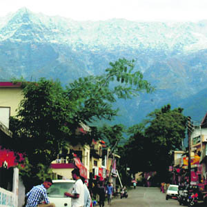 Fresh snowfall in top of the Dhauladhar on Saturday. 