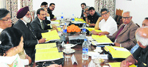 Governor NN Vohra chairs a meeting of the Jammu University Council at Raj Bhawan in Srinagar on Friday. 