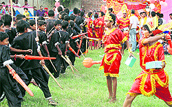 Artistes enact a scene at Government College in Jalandhar on Sunday
