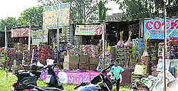 With festive season on, vendors sell crackers in Burlton Park in Jalandhar