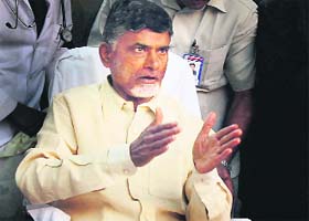 TDP president Chandrababu Naidu talks to mediapersons in New Delhi on Sunday