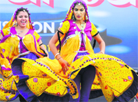 Students perform Malwai gidha during the ongoing Parivartan-2k13 at Chandigarh Group of Colleges in Landran on Monday. Tribune photo