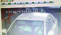 A CCTV camera grab of a white Etios car at a toll plaza on Himalayan Expressway. 