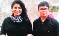 Bollywood actress Archana Puran Singh with a fan in Mussoorie on Monday. A Tribune photograph