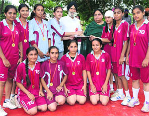 The team of Guru Hargobind Public Senior Secondary School, Sidhwan Khurd, in a jubilant mood. 