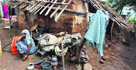 A damaged house in Ganjam district of Odisha on Monday.