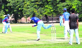 A match in progress on the first day of the 4th Punjab State Deaf & Dumb T-20 Cricket Championship which began at the Police Public School ground.