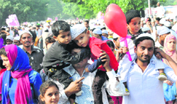 Devotees return home after offering prayers on the occasion of Eid-ul-Zuha at the Jama Masjid in Sector 20 on Wednesday. Tribune photo: Manoj Mahajan