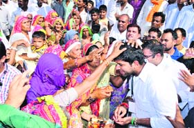 Digvijay Singh Chautala seeks blessings of elderly women in Sirsa on Wednesday