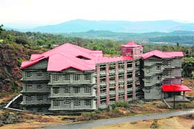An under-construction building of HPUs regional centre at Khaniara village near Dharamsala