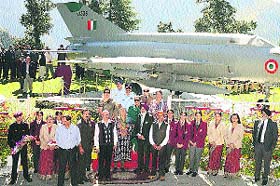 Dalhousie MLA Asha Kumari with school faculty, Air Force personnel and the town's elite at the inaugural ceremony of MiG-21 on the Dalhousie Public School premises on Wednesday