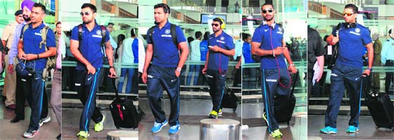 Team India arrive at the Chandigarh airport on Thursday