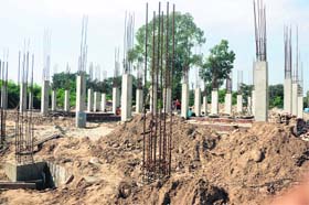 The construction site of proposed brand new multi-purpose sports complex at M A Stadium in Jammu