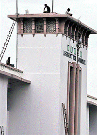 The Civil Secretariat in Jammu on Thursday being given a fresh look ahead of the Durbar Move