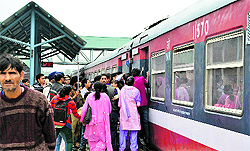 A heavy rush of passengers at the Anantnag railway station on Thursday due to Eid-ul-Azha festivities in the Valley
