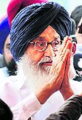 Chief Minister Parkash Singh Badal during a shobha yatra of Lord Valmiki at the Daresi ground in Ludhiana