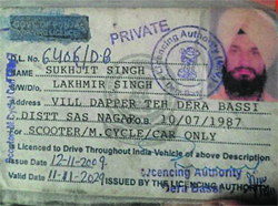 A fake driving licence submitted to the Panchkula police by a violator. A Tribune photograph