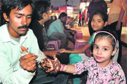 The shopkeepers in Sector 7, Panchkula, alleged that the Haryana Urban Development Authority was not letting them set up stalls. Tribune photo: Nitin Mittal
