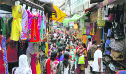 A marketplace in Jammu on Friday. Tribune photo