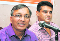 Indian Institute of Architects chairman SL Suri addresses mediapersons in Jammu on Friday. Tribune Photo: Inderjeet Singh