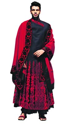 Rohit Bal presented a long, A-line, embroidered and layered Anarkali kurta on the ramp this season