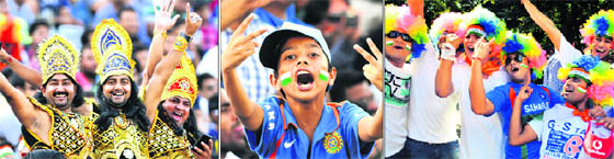 Youngsters break into a frenzy as Dhoni pulls out helicopter swings.