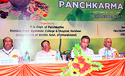 Ayurvedic experts at the national seminar on Advancements in Panckharma-2013 at Rishikul Ayurvedic College in Haridwar on Saturday