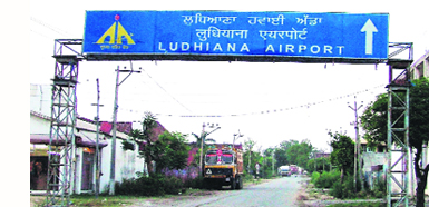 The road leading to the Ludhiana Airport in Sahnewal. A Tribune Photograph