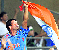 Waves the India flag