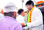 Digvijay Singh Chautala interacts with people at Fatehabad