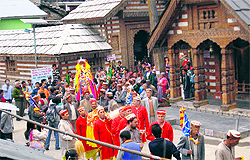 A procession of a deity being taken away on the concluding day of Kullu Dasehra in Manali on Sunday