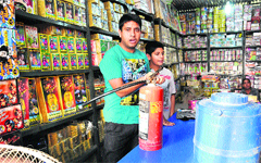 A cracker stall set up in Jalandhar. Tribune photo: Malkiat Singh