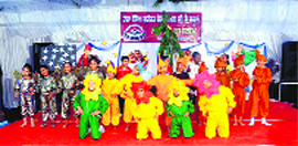 Children perform dance during the annual function of TSSM Primary School in Ludhiana on Sunday.