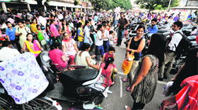 Roadside vendors encroach upon a parking place at Sector 22 in Chandigarh.