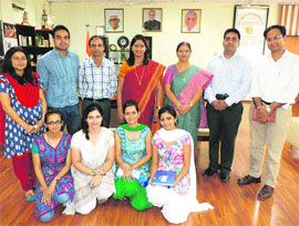 Vice Chancellor Dr Pankaj Mittal (Centre) and Registrar, Asha Kadian with the fashion technology experts and research scholars on the closing day of the 7-day training programme held at the university premises. 